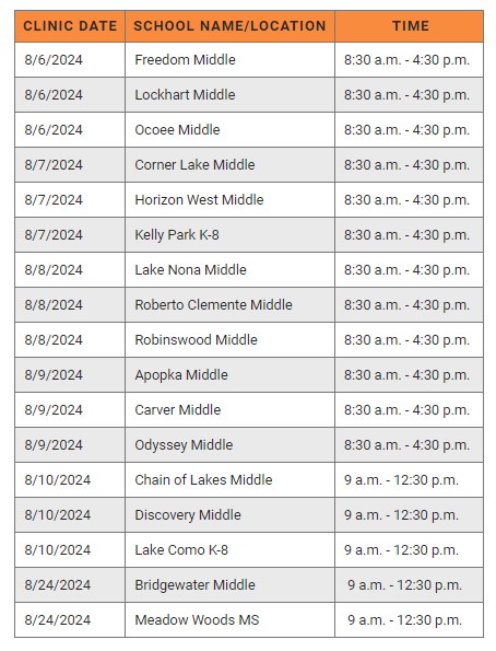 School hours for immunizations