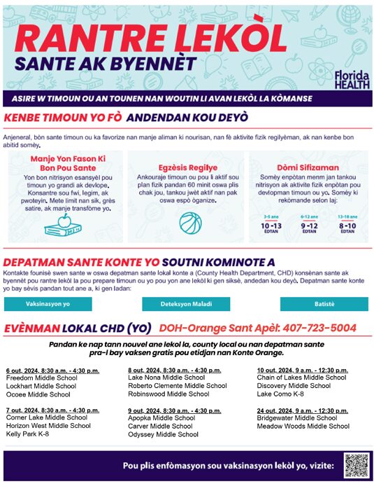 Back to School Health. and Wellness flyer (Creole)