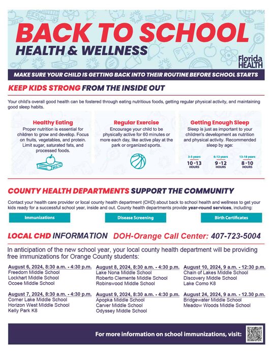 Back to School Health. and Wellness flyer (English)
