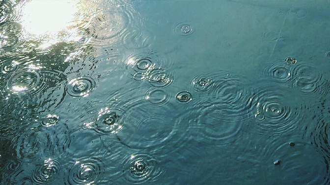 lake with rain drops
