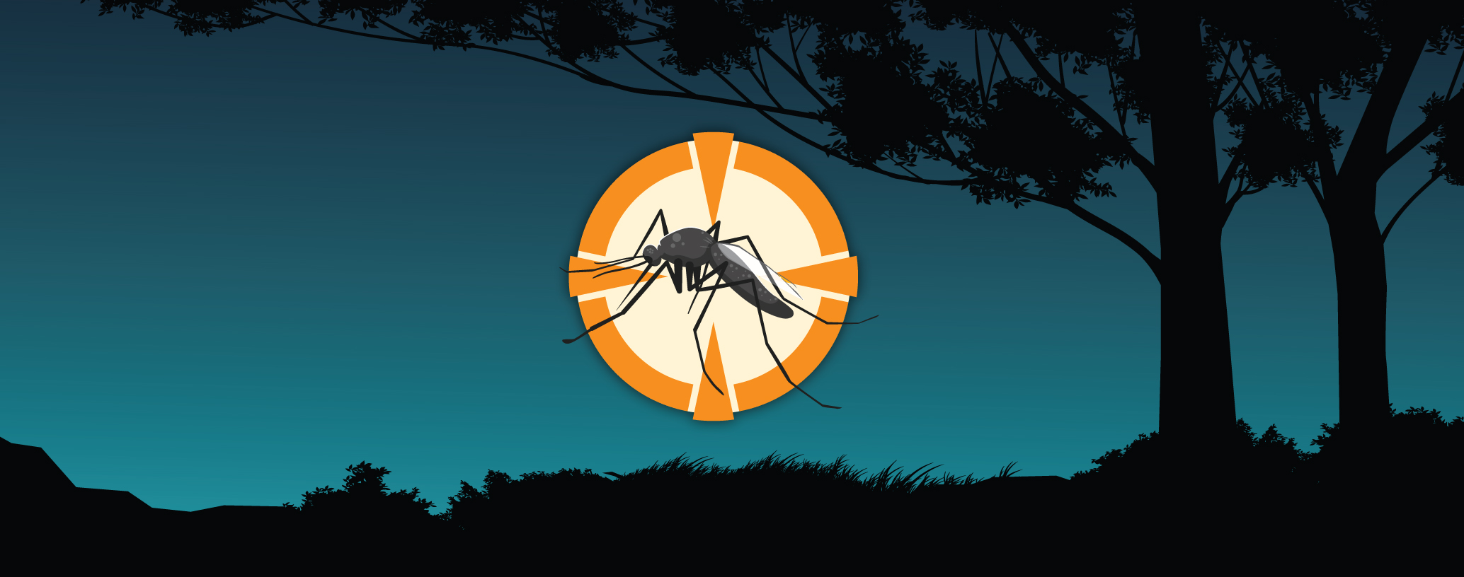 Illustration of a mosquito in an orange target
